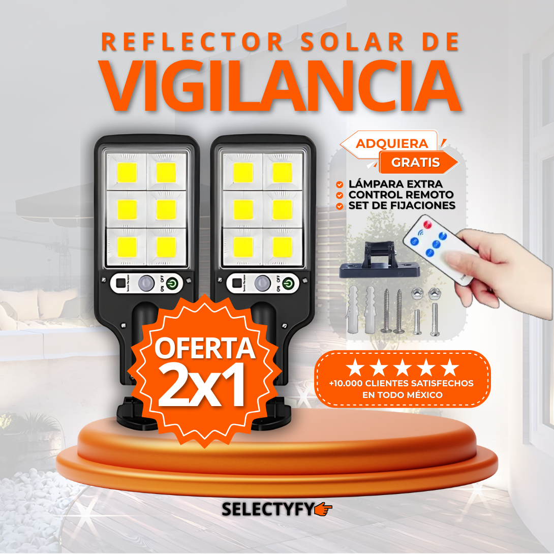 LÁMPARA SOLAR DE VIGILANCIA 2x1